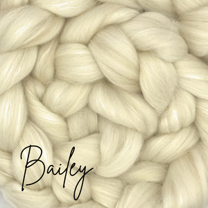 BAILEY - 75/12.5/12.5 Polwarth, Camel and Mulberry Silk - by the ounce in stock - m