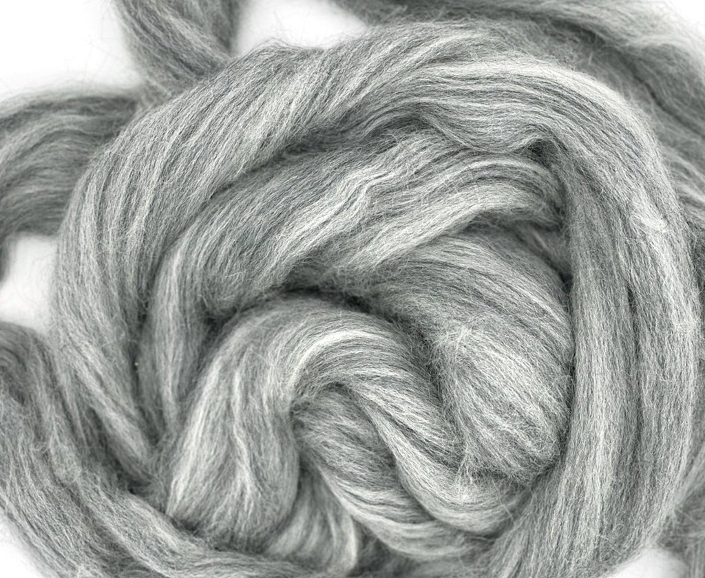 Blue Faced Leicester GREY undyed combed top ONE POUND  *** Please give up to 3 weeks for delivery***
