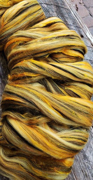 BUMBLE BEE -50% off CUSTOM BLEND - 23 micron Merino and pulled sari silk - by the ounce pre order
