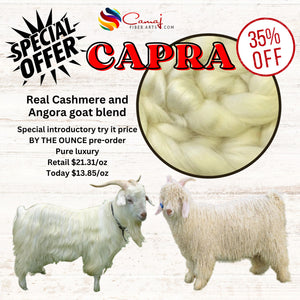 DEAL OF THE DAY - 35% off PRE-ORDER - NEW BLEND! CAPRA WHITE-  Real Cashmere/Angora - by the ounce - give 3 weeks for shipping