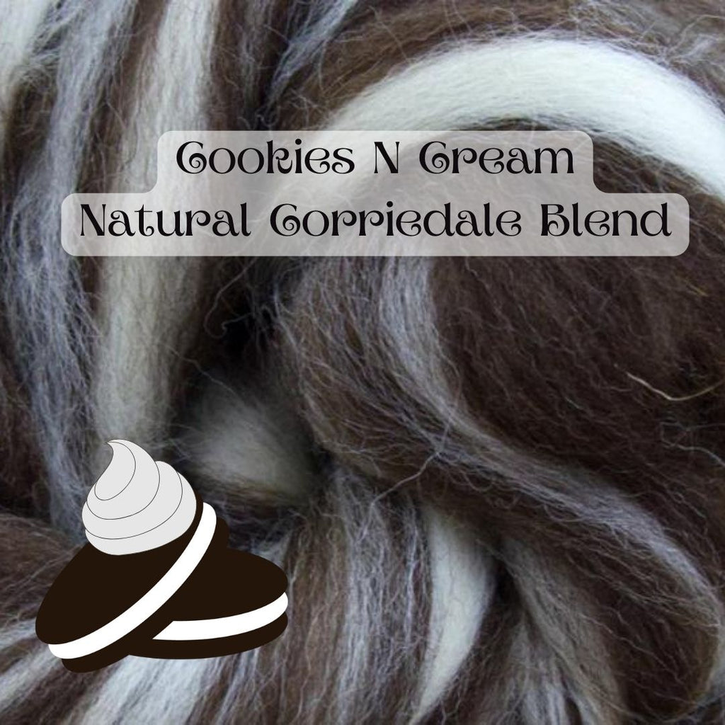 Cookies N Cream CORRIEDALE Natural Blend Combed Top - 4 ounce pack