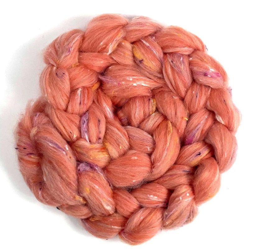 CORAL REEF - NEW BLEND! Polwarth and Viscose Nepps - ONE POUND - please give up to 3 weeks for shipment