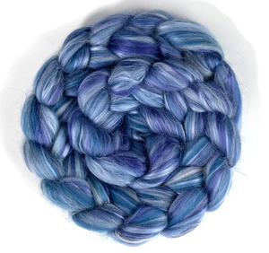 NEW HOLIDAY BLEND! BLUE CHRISTMAS 90% Merino, 10% Tussah Silk- 30% off 8 ounces pre-order **please give up to 3 weeks for shipping**