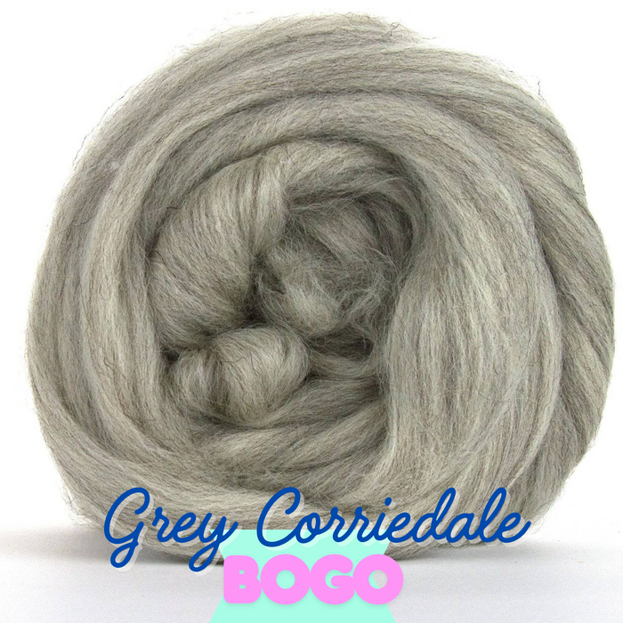 BOGO! Buy 1 Ounce of Corriedale NATURAL GREY Combed Top and Get 1 Ounce FREE! - J