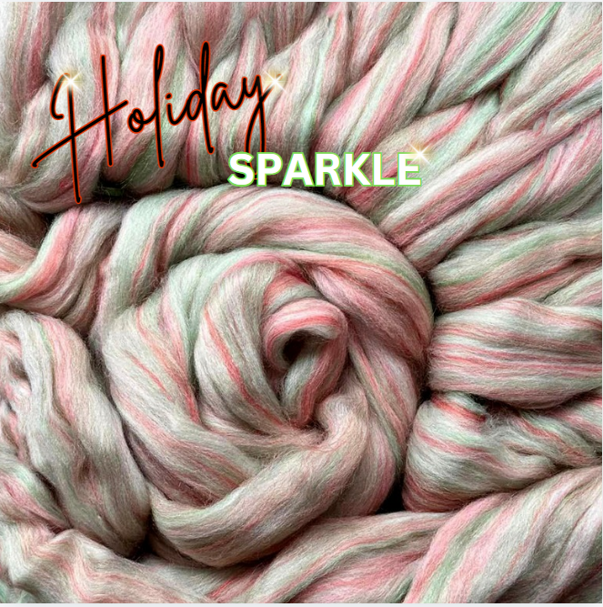 HOLIDAY SPARKLE custom blend Polwarth and firestar - 1 OUNCE - m