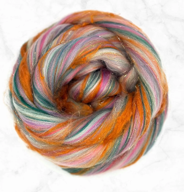 NEW ARRIVAL - GOOD VIBES -  Merino, Bamboo Rayon, Stellina, and Sari Silk Blend Combed Top - by the pound pre-order