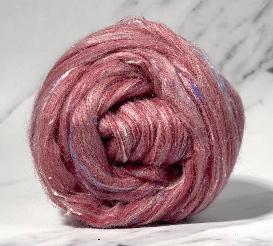 NEW BLEND! JAM - 65/35 Polwarth and Viscose Nepps - 8 OUNCES -  please give up to 3 weeks for shipment