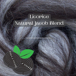 JACOB Natural Blend Combed Top - LICORICE - ONE POUND - GROUP ORDER