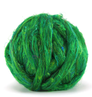 Pulled Sari Silk Roving LILY PAD - 1 POUND - please give up to 3 weeks for shipping