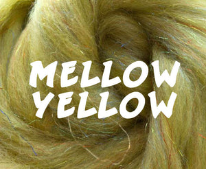 MELLOW YELLOW Ohh Shiny - Soft 23 micron Merino and Rainbow Firestar - One Ounce - Sold by Jessica