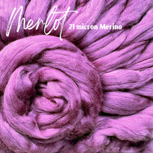 *** NEW COLOR JUST IN!     MERLOT 21  micron Merino  1 ounce - m