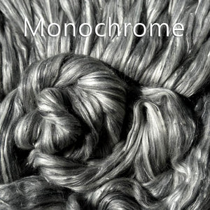 NEW BLEND! MONOCHROME - merino/viscose/bamboo/BFL/tencel - by the ounce IN STOCK - j