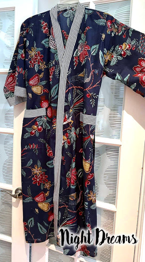 NIGHT DREAMS - 100% cotton kimono style robe direct from india.