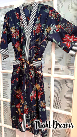 NIGHT DREAMS - 100% cotton kimono style robe direct from india.