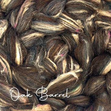 OAK BARREL- 60/40 recycled wool/pulled sari silk blend - 1 ounce - j