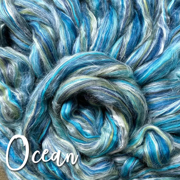 BUY 2 OUNCES GET 1 FREE! OCEAN 70/30 23 Micron merino/tussah silk 70/30 blend -j