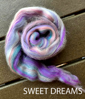 SWEET DREAMS - CURRENTLY OUT OF STOCK - 85% 23 micron Merino - 15% glitter ONE POUND group order -**please give up to 3 weeks for delivery**