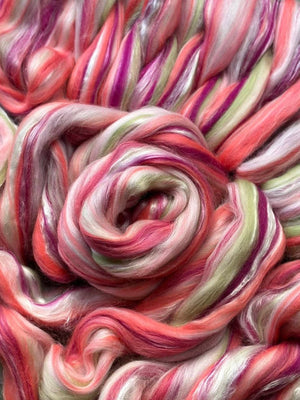 PAPER ROSES  Custom blend 23 micron merino/rose fiber - 4 ounce pack - Carissa