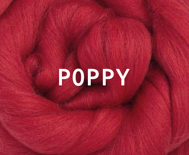 23 mic Merino POPPY Combed Top - 1 Ounce - Sold by Jessica