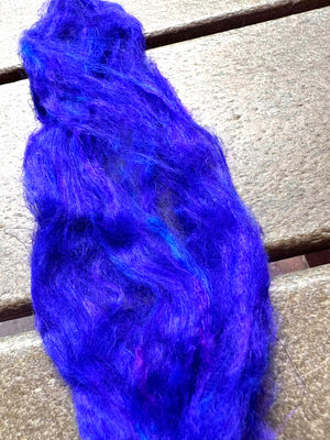 ***NEW COLOR JUST IN!  BLACK LIGHTS  Pulled Sari Silk Roving - One Ounce - M