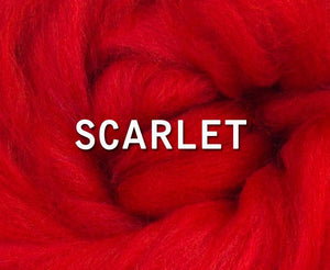 Corriedale Combed Top SCARLET - One Ounce - J