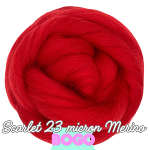 BOGO! Buy 2 POUNDS Get 1 POUND FREE! SCARLET 23 micron Merino - 3 Pounds Total