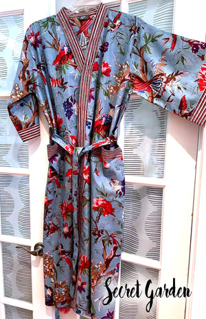 SECRET GARDEN - 100% cotton kimono style robe direct from india.