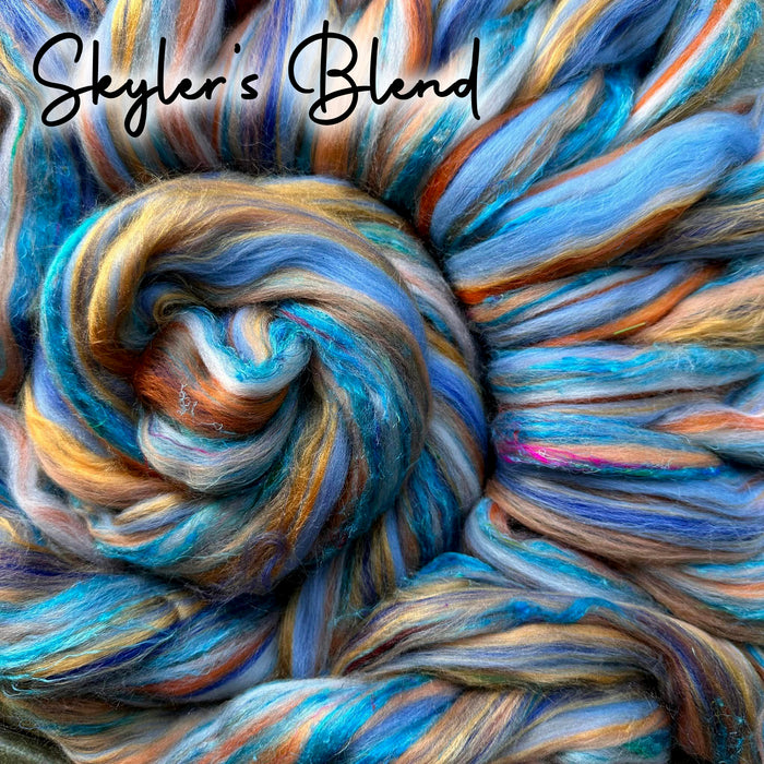 SKYLER'S CUSTOM BLEND - Merino/pulled sari silk/tussah silk - 1 OUNCE