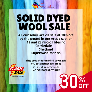 SOLID DYED FIBERS BY THE POUND 30% OFF