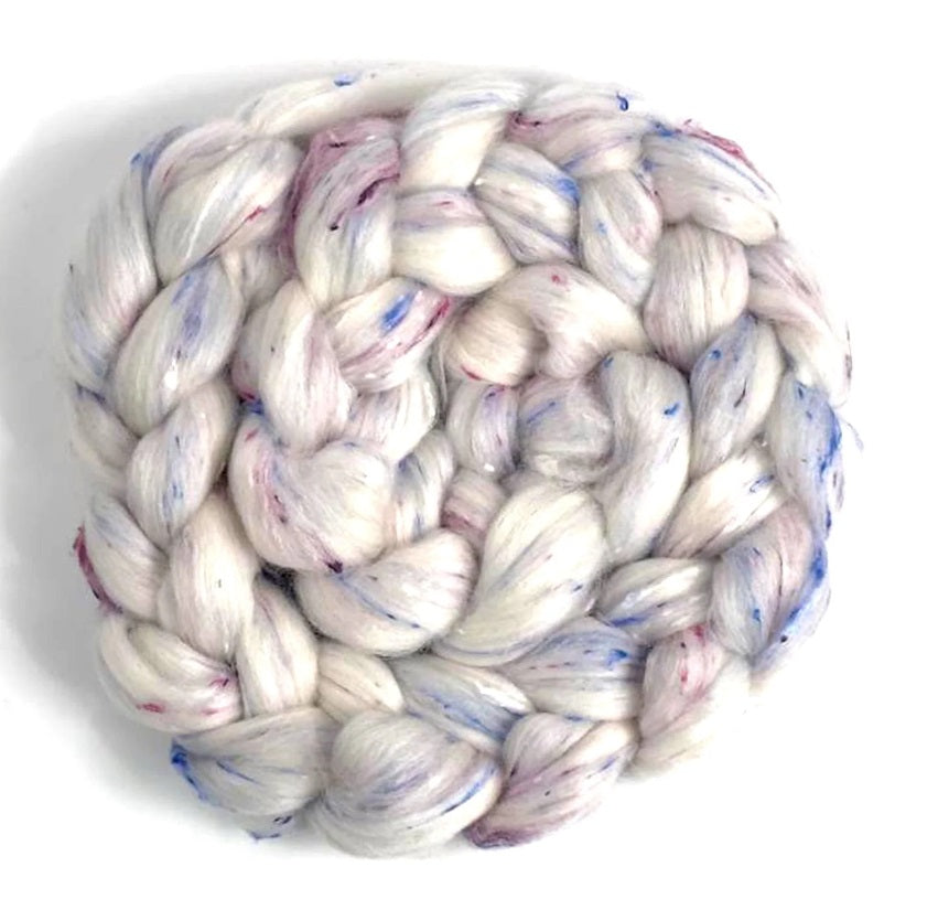 SPARKLER - NEW BLEND- 60/40 Polwarth and Viscose Nepps - ONE POUND - please give up to 3 weeks for shipment