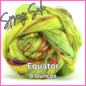 SPRING SALE! EQUATOR Merino, Mulberry Silk, Bamboo Rayon and Pulled Sari Silk - 8 Ounces