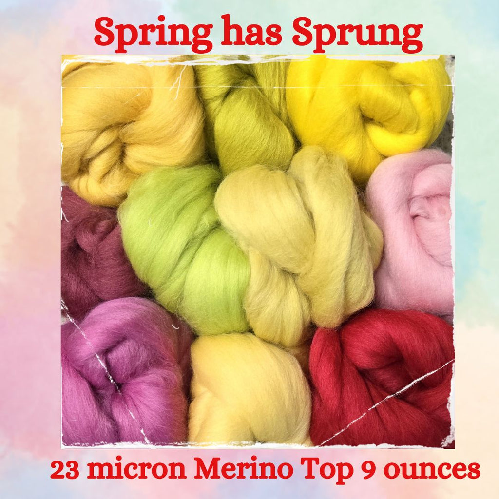 SPRING HAS SPRUNG - 23 micron merino top sampler - 9 ounces