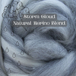 MERINO Natural Blend Combed Top - STORM CLOUD -  ONE POUND - GROUP ORDER