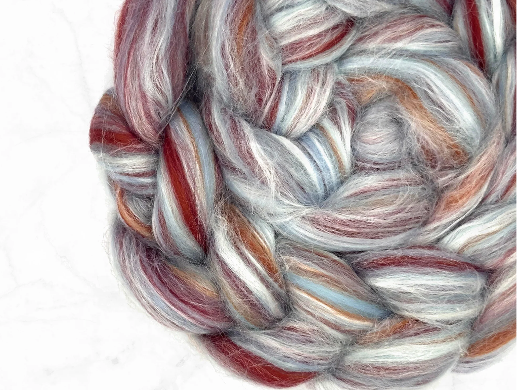 NEW BLEND!  SUNDOWN- 70/30 23 micron Merino/tussah silk blend - 35% off 4-ounce introductory try it now pack