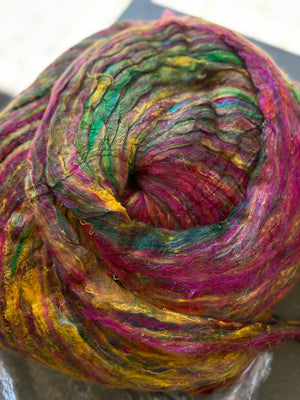 SUNFLOWER Pulled Sari Silk Roving - By The Ounce - J