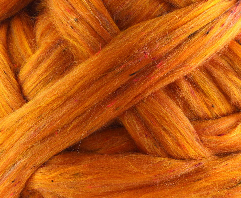 SWEET ORANGE -  1 pound - group pre-order - Merino, South American, viscose tweed bits and bamboo rayon