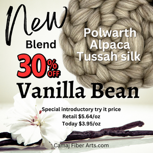 VANILLA BEAN - 50/30/20 Blend Polwarth/Alpaca/Tussah Silk - 30% off for 8 ounce pack pre-order ** please give up to 3 weeks for shipment**