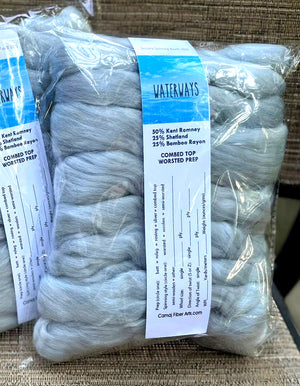 WATERWAYS as seen in the January Spinning Box - Kent Romney/Shetland/Bamboo rayon 4 - ounce pack - Carissa