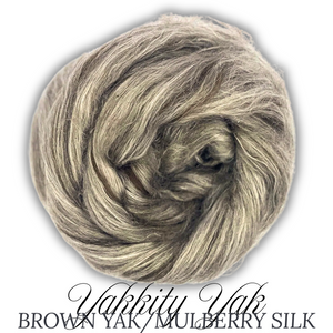 YAKKITY YAK - 50/50 Blend Brown Yak/Mulberry Silk Combed Top - One Pound Group Presale