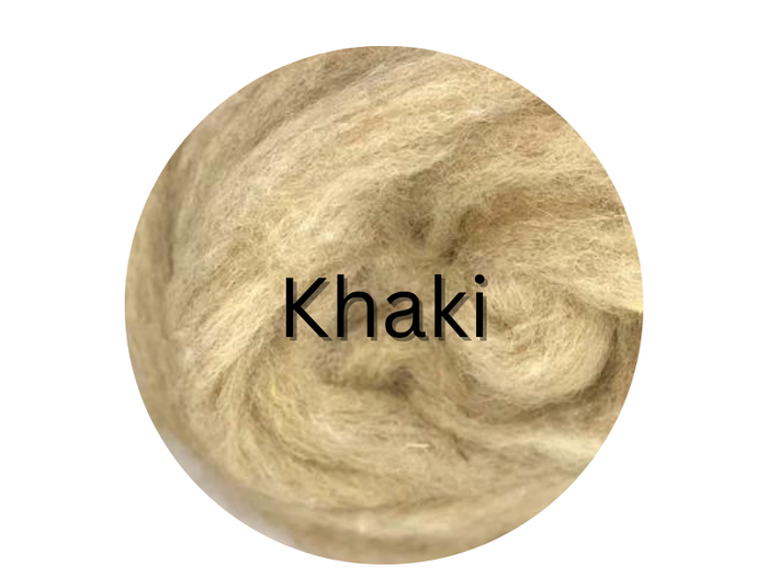 Corriedale carded sliver  KHAKI  - great for needle felters or woolen spinners - GROUP SALE - ONE POUND **PLEASE GIVE 2 TO 3 WEEKS FOR SHIPPING
