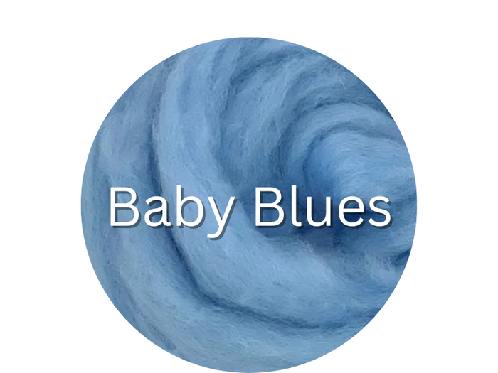 Corriedale carded sliver  BABY BLUES - great for needle felters or woolen spinners - GROUP SALE - ONE POUND **PLEASE GIVE 2 TO 3 WEEKS FOR SHIPPING