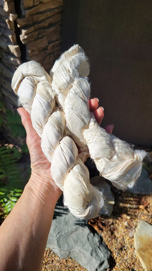 OFF WHITE/BEIGE/UNDYED SARI RIBBON YARN - EACH - 3.5 ounces about 45 to 50 yards.