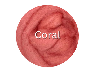 Corriedale carded sliver  CORAL  - great for needle felters or woolen spinners - GROUP SALE - ONE POUND **PLEASE GIVE 2 TO 3 WEEKS FOR SHIPPING