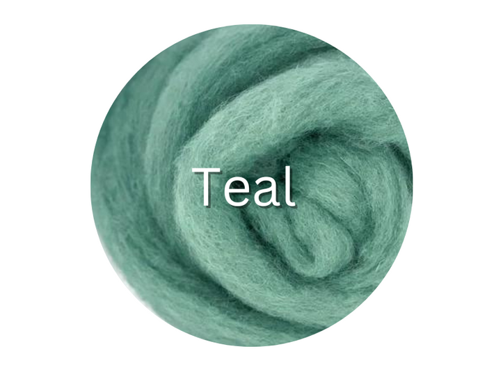 Corriedale carded sliver  TEAL  - great for needle felters or woolen spinners - GROUP SALE - ONE POUND **PLEASE GIVE 2 TO 3 WEEKS FOR SHIPPING