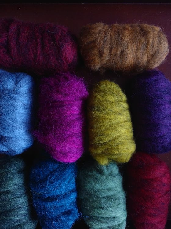 GROUP SALE - Carded Corriedale roving - LIGHT 'N DARK  - 1 pound ***please give 3 weeks for shipping***