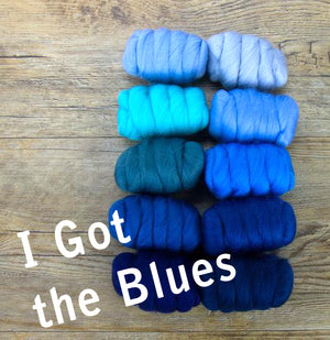 I GOT THE BLUES -  23 micron Merino FIBER JELLY BEANS (group sale) -  1.1 pounds **give up to three weeks for shipping**