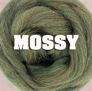 MOSSY Ohh Shiny  - Soft 23 micron Merino and Rainbow Firestar - One Ounce - Sold by Jessica