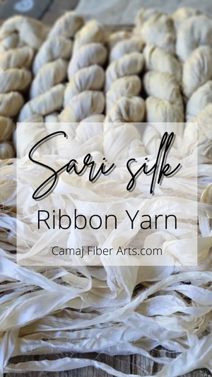 OFF WHITE/BEIGE/UNDYED SARI RIBBON YARN - EACH - 3.5 ounces about 45 to 50 yards.