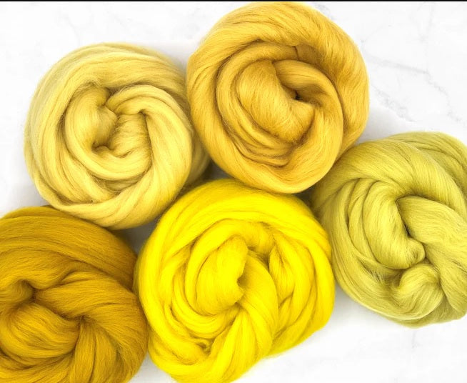 SUNFLOWER - 23 micron Merino Combed Top Sampler - 1 Pound and 1 Ounce - Group Presale - Please allow up to 3 weeks for shipping