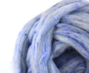 COLOR POP  Combed Top - BLUEBERRY -  South American Wool & Viscose Blend  one ounce sold by jessica